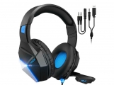 MPOW gaming headset BMBH414ADSD LED, multiplatform, 3.5mm, μαύρο-μπλε - Περιφερειακά PC