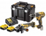 Dewalt DCK2080P2T Σετ Γωνιακός Τροχός & Κρουστικό Δραπανοκατσάβιδο 18V με 2 Μπαταρίες 5Ah και Θήκη - Set Εργαλείων Μπαταρίας