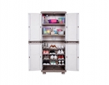 HOMEPLAST - Two-leaf wardrobe Leto Plastic with 6 shelves Grey / White 73x44x179cm. - Storage - Sort