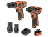 Krausmann - Set of Drill & Impact Screwdriver 12V with 2 2Ah Batteries and Case - Set Cordless Tools