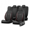 Καλύμματα Αυτοκινήτου Otom Sport Plus City Design Universal Βαμβακερό Ύφασμα / Rachel / Δερματίνη Σετ Εμπρός / Πίσω 11 Τεμαχίων Με Ενσωματωμένα Προσκέφαλα Μαύρο Με Κόκκινο Κέντημα SPTPLS-102CTY - Cases - Stands - Covers
