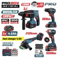 BORMANN Pro BBP5438X44T4CA Σετ Brushless Μπαταρίας,Δραπαν/βιδο,Γωνιακός Τροχός,Πνευματικό &amp;amp; Μπουλ/δο - Set Εργαλείων Μπαταρίας