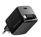 POWERTECH φορτιστής τοίχου PT-1572 με πτυσσόμενο καλώδιο, USB-C, 45W, GaN, μαύρος - Mobile chargers