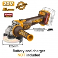 Γωνιακός Τροχός Μπαταρίας 125mm 20V Li-Ion SOLO με Αντικραδασμική Πλαϊνή λαβή - Angle Grinders