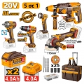 Εργαλεία Μπαταρίας 20V Li-Ion Σετ 5 τεμ. + Δώρo Εργαλειοθήκη Τσάντα - Set Cordless Tools