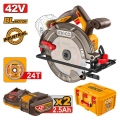 Δισκοπρίονο Μπαταρίας 42V Li-Ion Φ 185mm +Εργαλειοθήκη Βαθιά 19 - Δισκοπρίονα
