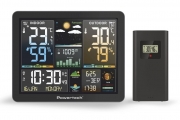 POWERTECH ψηφιακός μετεωρολογικός σταθμός PT-1660 με ασύρματο εξωτερικό αισθητήρα, ξυπνητήρι, μαύρος - Detectors - Cameras - Thermometers