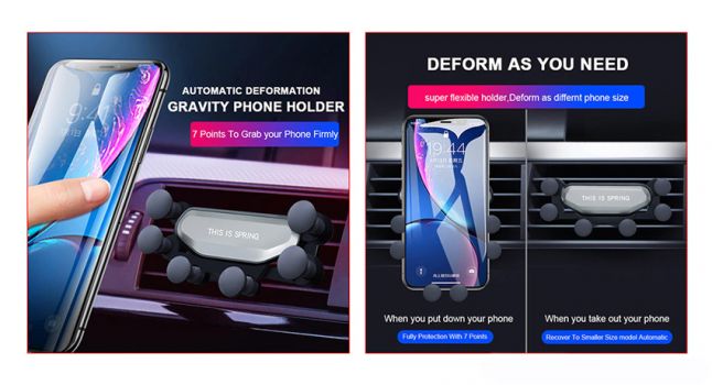 Βάση αεραγωγού αυτοκινήτου για smartphone ACC-242, μαύρη - Stands - Selfie Sticks