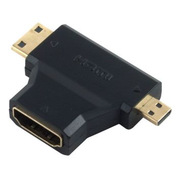 POWERTECH αντάπτορας HDMI σε Mini HDMI & Micro HDMI ADA-H004, μαύρος - Cables - Adapters