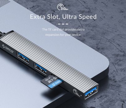 ORICO USB-C hub AH-12F, 3x USB ports, micro SD port, γκρι - Περιφερειακά PC