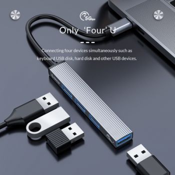 ORICO USB-C hub AH-13, 4x USB ports, γκρι - Περιφερειακά PC
