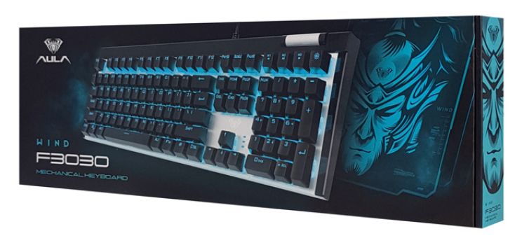 AULA μηχανικό πληκτρολόγιο Wind F3030, LED, ενσύρματο, μαύρο-ασημί - Περιφερειακά PC