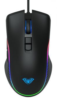 AULA ενσύρματο gaming ποντίκι Wind F806, 2400DPI, 7 πλήκτρα, RGB, μαύρο - Περιφερειακά PC