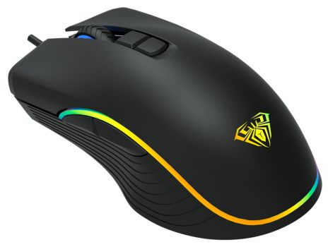 AULA ενσύρματο gaming ποντίκι Wind F806, 2400DPI, 7 πλήκτρα, RGB, μαύρο - Περιφερειακά PC