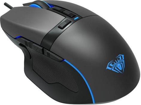 AULA ενσύρματο gaming ποντίκι Wind F808, 4200DPI, 10 πλήκτρα, RGB, μαύρο - Περιφερειακά PC