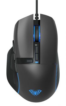 AULA ενσύρματο gaming ποντίκι Wind F808, 4200DPI, 10 πλήκτρα, RGB, μαύρο - Περιφερειακά PC