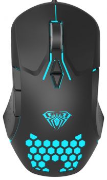 AULA ενσύρματο gaming ποντίκι Wind F809, 3200DPI, 7 πλήκτρα, RGB, μαύρο - Περιφερειακά PC