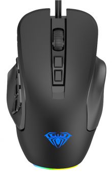 AULA ενσύρματο gaming ποντίκι Fire Η510 10000DPI, 14 πλήκτρα, RGB, μαύρο - Περιφερειακά PC