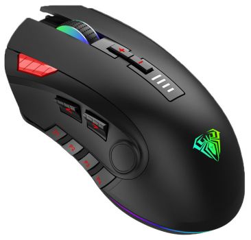 AULA ενσύρματο gaming ποντίκι Fire H512, 5000DPI, 12 πλήκτρα, RGB, μαύρο - Περιφερειακά PC