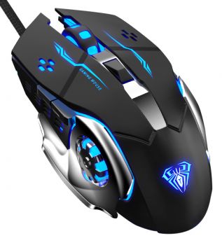 AULA ενσύρματο gaming ποντίκι Mountain S20, 2400DPI, 6 πλήκτρα, μαύρο - Περιφερειακά PC