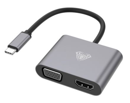 AULA αντάπτορας USB Type-C σε HDMI & VGA UC-901, 4K & 2K, γκρι - Cables - Adapters