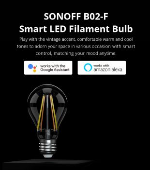 SONOFF Smart λάμπα LED Filament B02-F-A60, Wi-Fi, 7W, E27, 2200K-6500K - Lighting