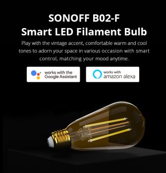 SONOFF Smart λάμπα LED Filament B02-F-ST64, Wi-Fi, 7W, E27, 1800K-5000K - Lighting