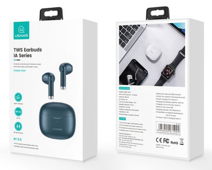 USAMS earphones IA04 με θήκη φόρτισης, True Wireless, μπλε - Earphones - Bluetooth