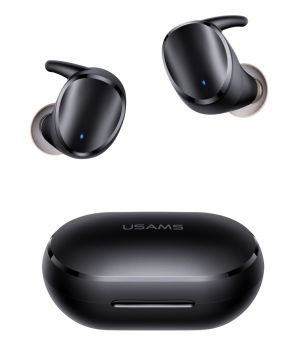 USAMS earphones με θήκη φόρτισης LX08, True Wireless, μαύρα - Earphones - Bluetooth