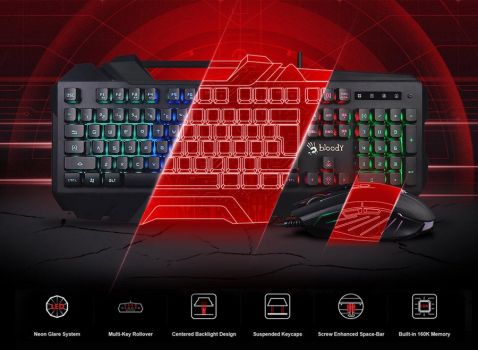 BLOODY set ποντίκι & πληκτρολόγιο BLD-B2500, ενσύρματα, 4000Cpi, μαύρο - Περιφερειακά PC