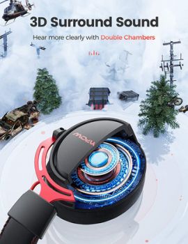 MPOW gaming headset Air 2.4GHz, wireless & wired, mic, μαύρο-κόκκινο - Περιφερειακά PC