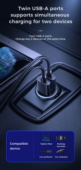 JOYROOM φορτιστής αυτοκινήτου C-A06, 2x USB, 3.1A, λευκός - Mobile chargers