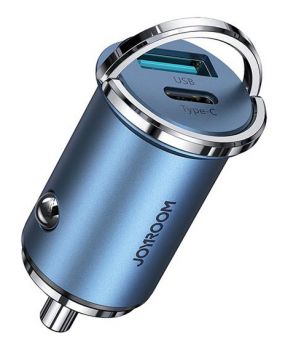 JOYROOM φορτιστής αυτοκινήτου C-A45, USB + Type-C, 4A 20W, μπλε - Φορτιστές κινητών