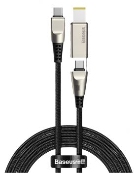 BASEUS καλώδιο Type-C σε Type-C & DC CA1T2-B01, 100W, 5A, 2m, μαύρο - Καλώδια