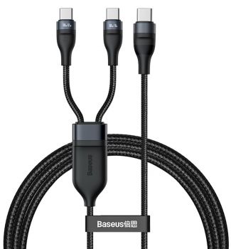 BASEUS καλώδιο USB Type-C σε 2x USB Type-C CA1T2-C01, 100W, 1.5m, μαύρο - Καλώδια