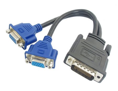 POWERTECH αντάπτορας DMS-59 σε 2x VGA CAB-DMS002, 0.20m, μαύρος - Cables - Adapters