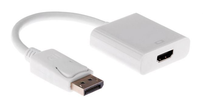 POWERTECH αντάπτορας DisplayPort σε HDMI CAB-DP004, 0.20m, λευκός - Cables - Adapters