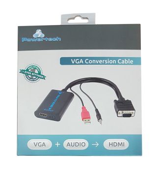 POWERTECH αντάπτορας VGA/USB/3.5mm σε HDMI CAB-H070, 1080p, 0.2m, μαύρος - Cables - Adapters