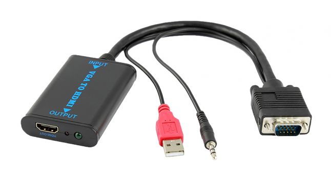 POWERTECH αντάπτορας VGA/USB/3.5mm σε HDMI CAB-H070, 1080p, 0.2m, μαύρος - Cables - Adapters