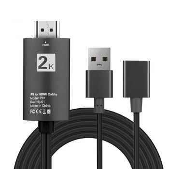 POWERTECH Καλώδιο USB (F) σε HDMI CAB-H080 με USB τροφοδοσία, 1m, μαύρο - Cables - Adapters