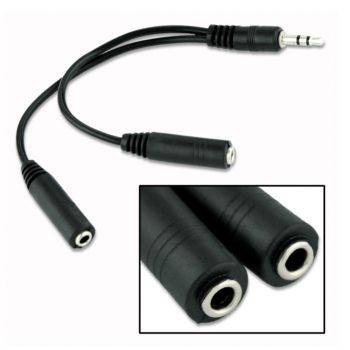 POWERTECH καλώδιο 3.5mm αρσενικό σε 2x 3.5mm θηλυκό CAB-J011 0.2m, μαύρο - Cables - Adapters