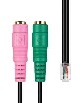 POWERTECH καλώδιο RJ10 σε 2x 3.5mm CAB-J037, 0.30m, μαύρο - Cables - Adapters