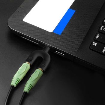 POWERTECH Splitter 3.5mm 4pin (M) σε 2x 3.5mm 4pin (F) CAB-J040, μαύρο - Cables - Adapters