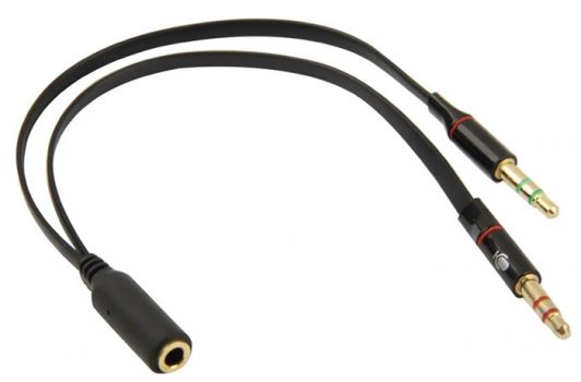 POWERTECH αντάπτορας 2x 3.5mm σε 3.5mm θηλυκό CAB-J047, 0.2m, μαύρο - Cables - Adapters