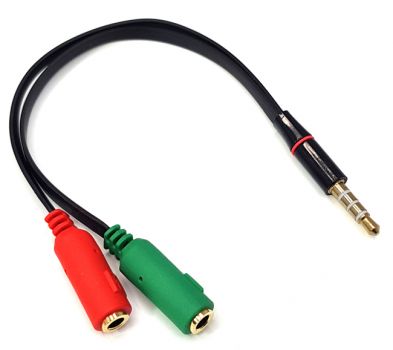 POWERTECH αντάπτορας 3.5mm 4pin σε 2x 3.5mm θηλυκά CAB-J049, 0.2m, μαύρο - Cables - Adapters