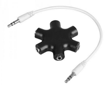 POWERTECH αντάπτορας 6x 3.5mm θηλυκό CAB-J054, με καλώδιο 3.5mm, μαύρος - Cables - Adapters