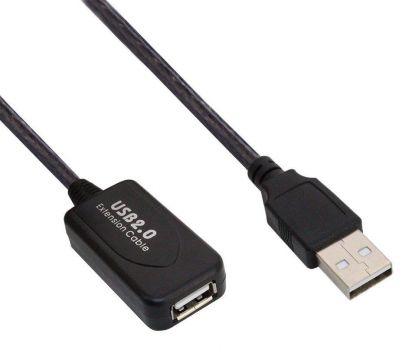 POWERTECH καλώδιο USB 2.0 με ενισχυτή CAB-U039, 5m, μαύρο - Cables - Adapters