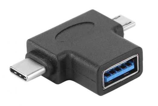 POWERTECH αντάπτορας USB 3.0 (F) σε USB-C & Micro USB CAB-U117, μαύρος - Cables