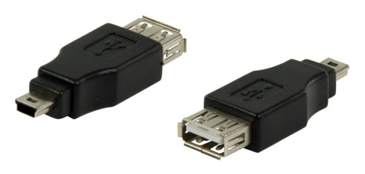 POWERTECH adapter USB 2.0 (F) σε USB Mini (Μ) CAB-U141, μαύρο - Cables - Adapters