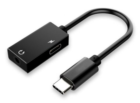 POWERTECH καλώδιο USB Type-C σε USB Type-C/3.5mm CAB-UC053, 0.11m, μαύρο - Καλώδια
